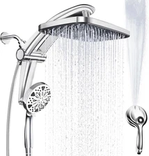 High Pressure Rain & Handheld Shower Head Combo w/ Magnetic Docking & Jets