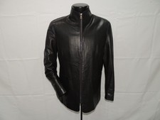 Contemporary Lambskin Full Zip Men's Black Leather Jacket Coat Medium MINT