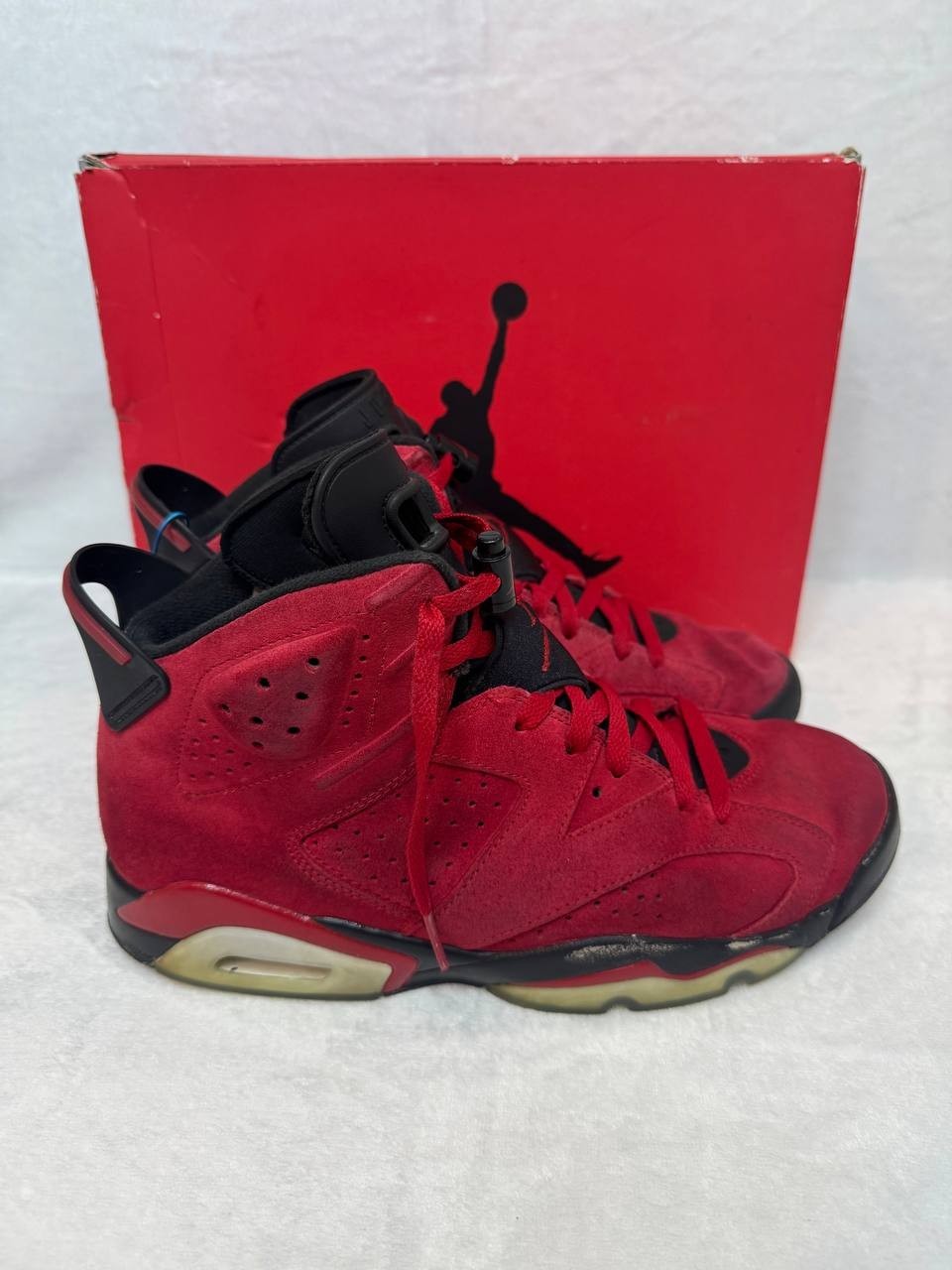 SAOLA Taglia 9 5 Air Jordan 6 Retro Toro Bravo Nero Rosso Scamosciato (CT8529 600)