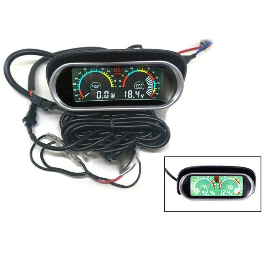 2in1 Dashboard LCD Digital Display 12/24V Autos Oil Pressure Gauge + Voltmeter - Image 4 of 4
