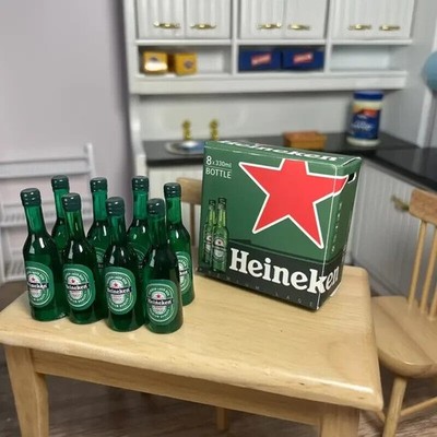 1/10 Scale HEINEKEN BEER 8 Bottles + Box (9pcs)