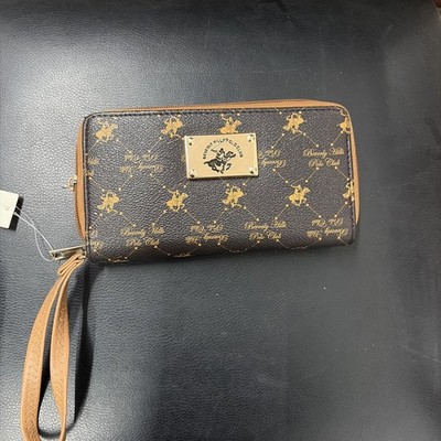 Beverly Hills Polo Club Brown Logo Patterned Zippered Wallet