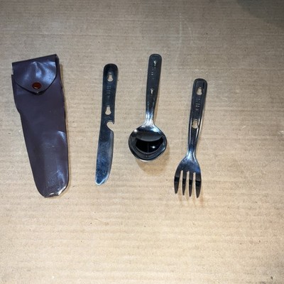 Vintage SHK stainless Steel 3 Piece Camping Utensil Set