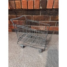 Miniature Metal Shopping Cart Toy Silver Chrome Grocery Trolley Pretend Play
