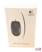 Lot of 18 New Logitech B100 Corded Optical USB 2.0 Mouse Black 910-001439