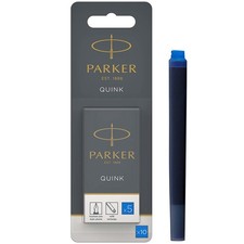 Parker Fountain Pen Ink Refill Cartridges   Long   Washable Blue QUINK Ink   10