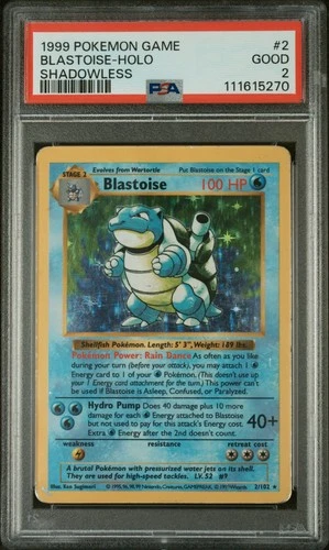 Blastoise #2/102 Holo PSA 2 - 1999 Pokemon Base Set Shadowless