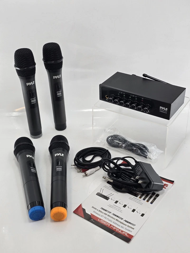 Pyle Wireless Bluetooth Portable Battery Operated 4-Mic Set 5lbs. PDWM4120 WORKS - Image 4 of 4