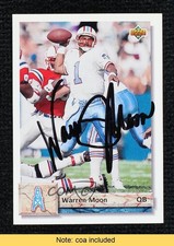 JSA Certified 1992 Upper Deck Warren Moon #146 COA Auto HOF 0n64