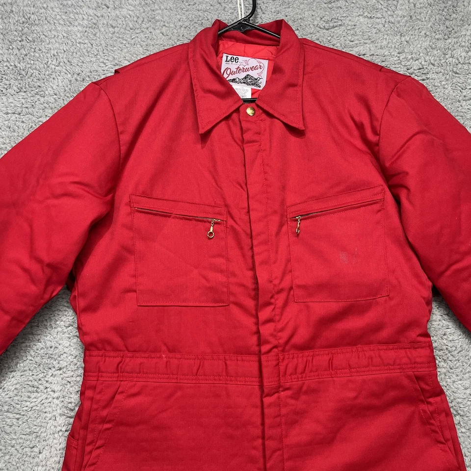 Vintage Lee Outerwear Coveralls Mens Large Red Insulated Quilted Lined USA 90s - Image 2 of 4