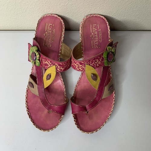 Spring Step L'Artiste Belanus Slide Wedge Sandals FLORAL US Sz 9.5/10 EUR 41 - Picture 3 of 12