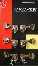 Grover 502NK Rotogrip Locking Rotomatic Tuners, Keystone Button, 3 +3 Nickel 