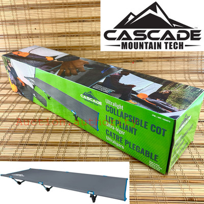 Cascade Mountain Tech Ultralight Collapsible Cot Grey 25.6''x75'' 320lb Weighs 5lb