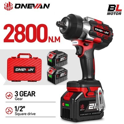 2800Nm Cordless Impact Wrench 1/2'' High Torque Power Impact Driver 2x5Ah Battery