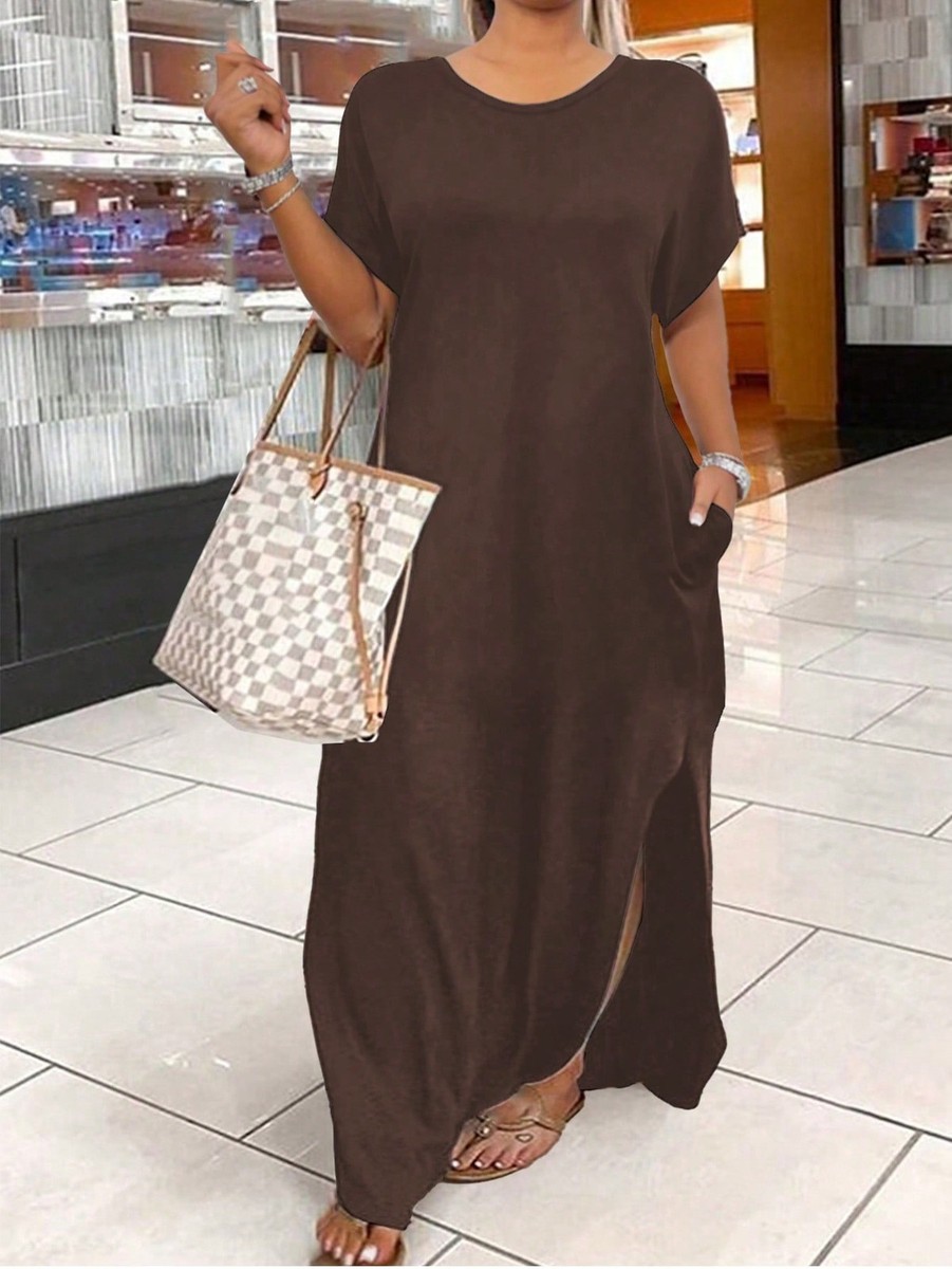 solid brown maxi dress Camielle Brown Maxi Dress - US 6