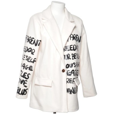 Pescara, Mantel, Damen, Größe: L/XL, Beige/Schwarz, Polyester, Print #ng2