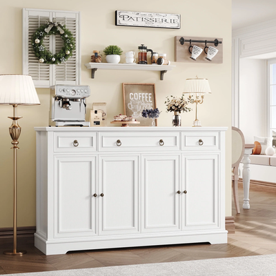 Homfa FPB-306 3 Drawer Modern 4-Door Buffet Coffee Bar with