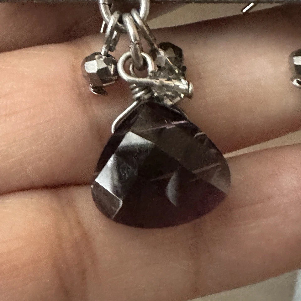 Chicos 挂钩吊坠耳环 1.25 英寸紫色水晶透明银色全新带标签 — 第 2/4 张图片