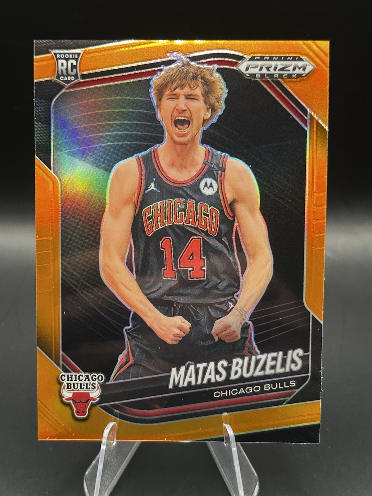 Matas Buzelis 2024-25 Panini Prizm Black Orange Prizm /49 RC #41