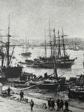 Maxime Lalanne Gravure marine port maritime de bordeaux vue des chartrons