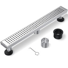 ZEKOO Linear Shower Drain 24 Inch Brushed Nickel,304 24IN, Stainless