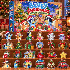 Bluey Christmas 24pc Mini Hanging Ornaments Holiday Advent Calendar BC238