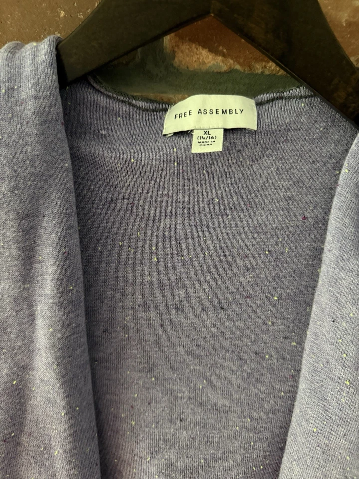 Cárdigan Abierto con Capucha Gris Amy Byer Niños Niñas XL 14/16 Suéter Forro Púrpura Foto 3 de 4