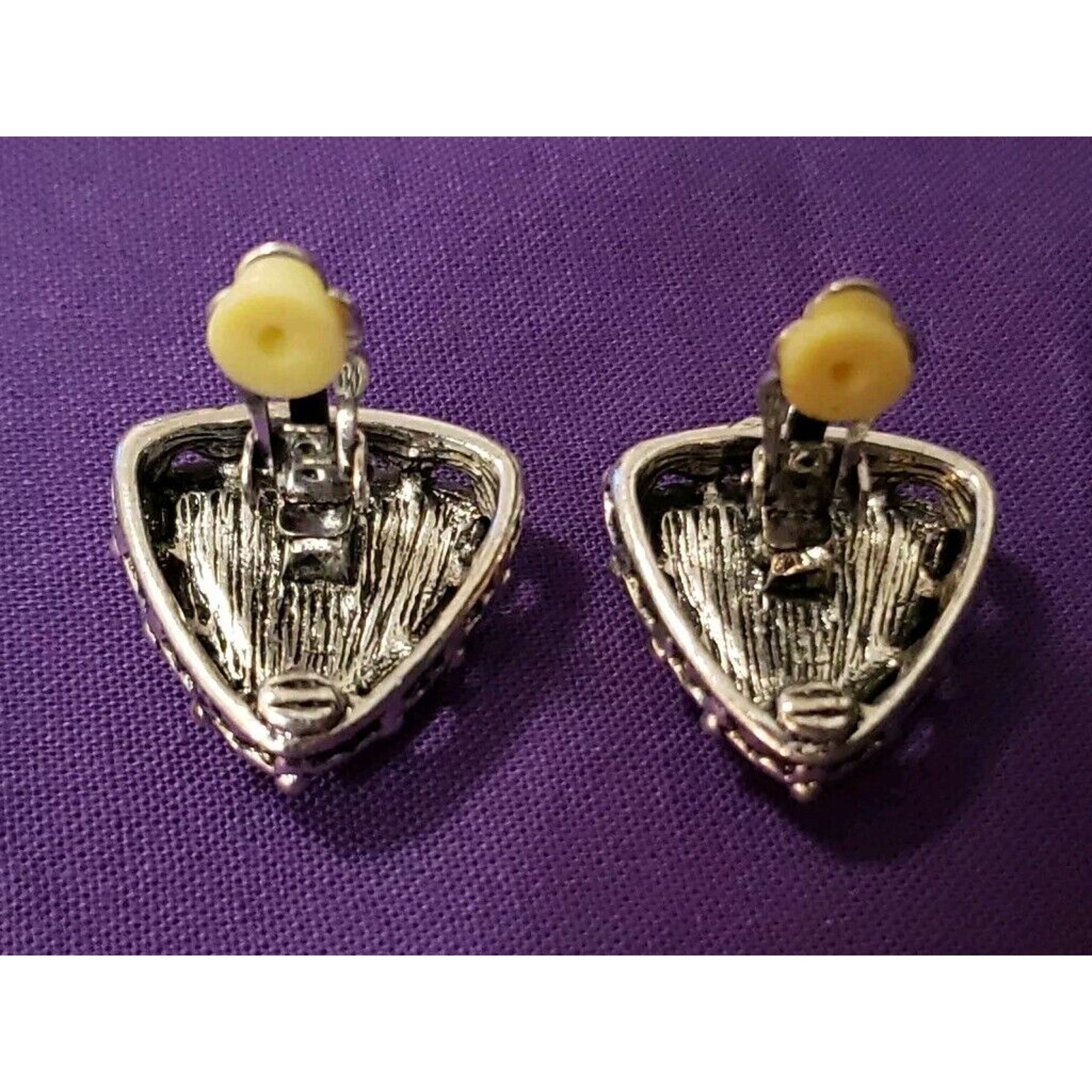 Silver Tone Triangular Shaped Clip On Earrings Wi… - image 8