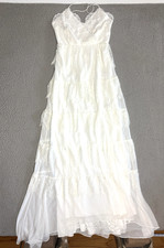 ERIN erin fetherston Dress sz 8 Lace Tiered Maxi Gown Spaghetti Straps Low Back