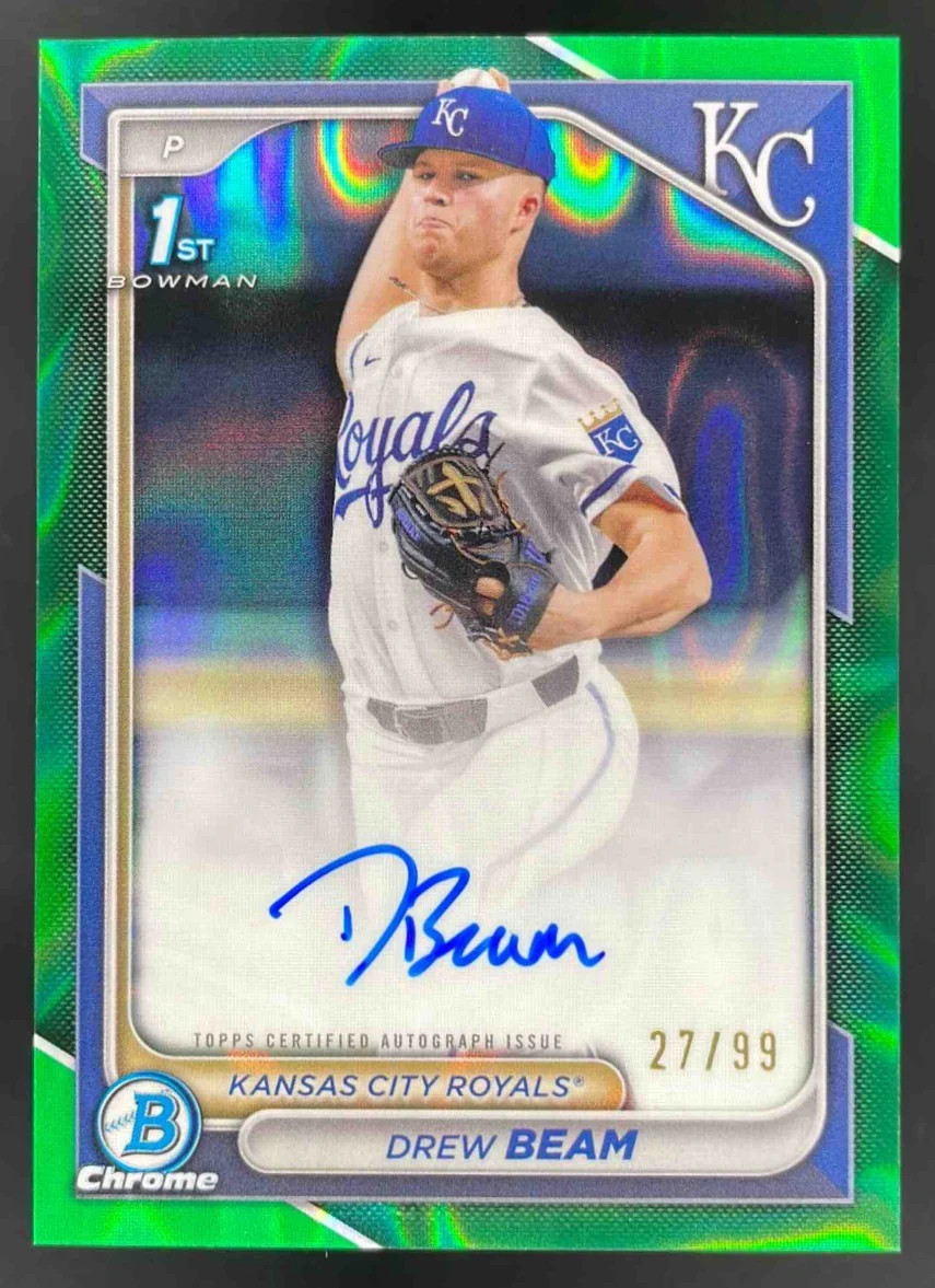 2024 Bowman Draft Chrome Green Lava Refractor #CPA-DB Drew Beam RC Auto /99