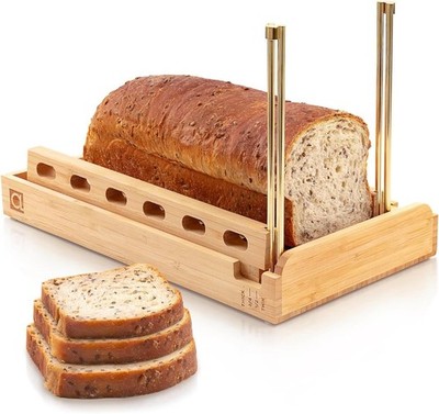 DITTO 2.0 Bamboo Bread Slicer for Homemade Bread - 6.5'' Wide Adjustable Bread...
