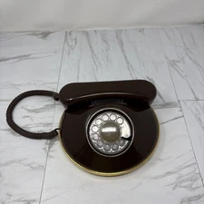 Vintage 1960s Mod Retro Brown Northern Telecom Landline Rotary Dial Telephone