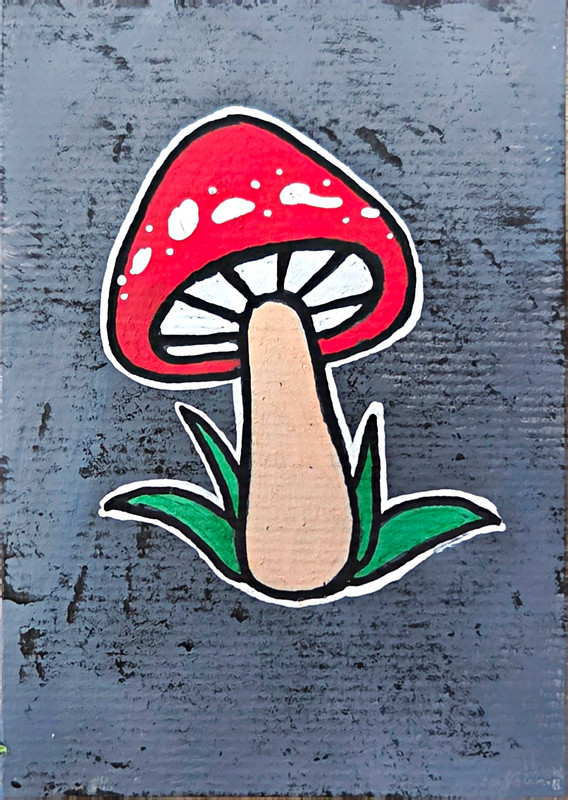 ACEO Mushroom On Grey - Jackalope Set