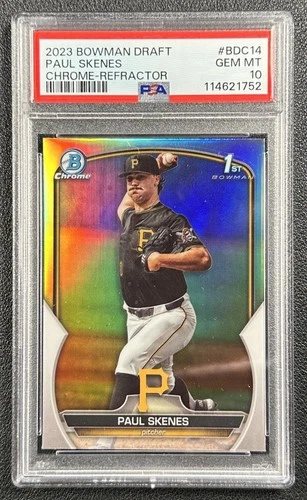 PAUL SKENES PSA 10 2023 BOWMAN CHROME DRAFT #BDC-14 REFRACTOR 1ST PROSPECT 752