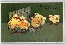 1906 Easter Little Chicks And Flowers Embossed Hartford Connecticut CT Postcard