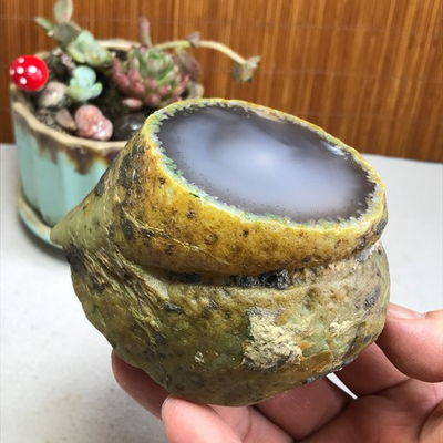 #ad 620g Natural Enhydro Mobile water bladder agate chalcedony moving Specimen A4588 $88.90