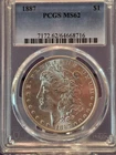 1887-P Morgan Silver Dollar PCGS MS62 Frosty White Graded 04/2026