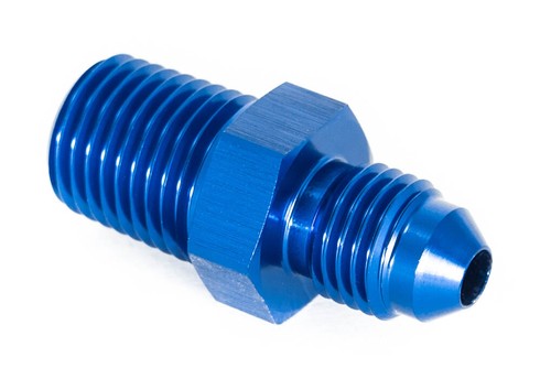 Gewindeadapter 1/4" NPT zu Dash 4 / -4 AN / JIC 4 Blau eloxiert 7/16 UNF - Picture 2 of 3