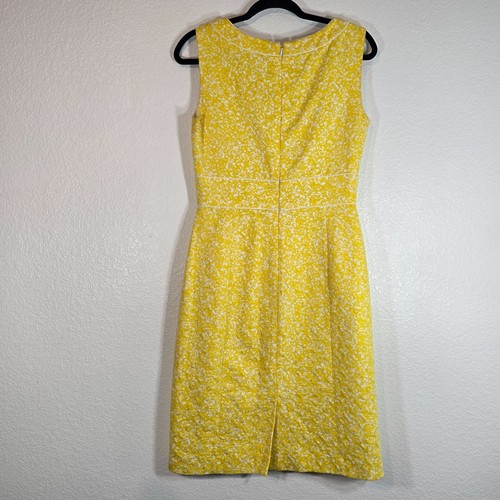Tahari Arthur Levine Dress Women Size 4 Beaded Zip Yellow Preppy Hamptons Money - Picture 7 of 12