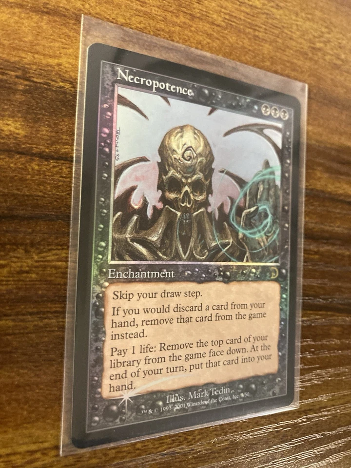 MTG✨NECROPOTENCE FOIL✨Deckmasters MINT RARE Enchantment 2001 TEDIN Art UNPLAYED - Image 3 of 4
