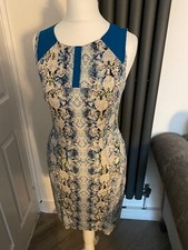 ICONIC VERSACE Jeans Blue Snake Print Dress UK 8, I 40