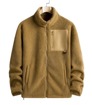 Men's Polar Fleece Jacket Casual CardiganThicken Stand Collar Zip