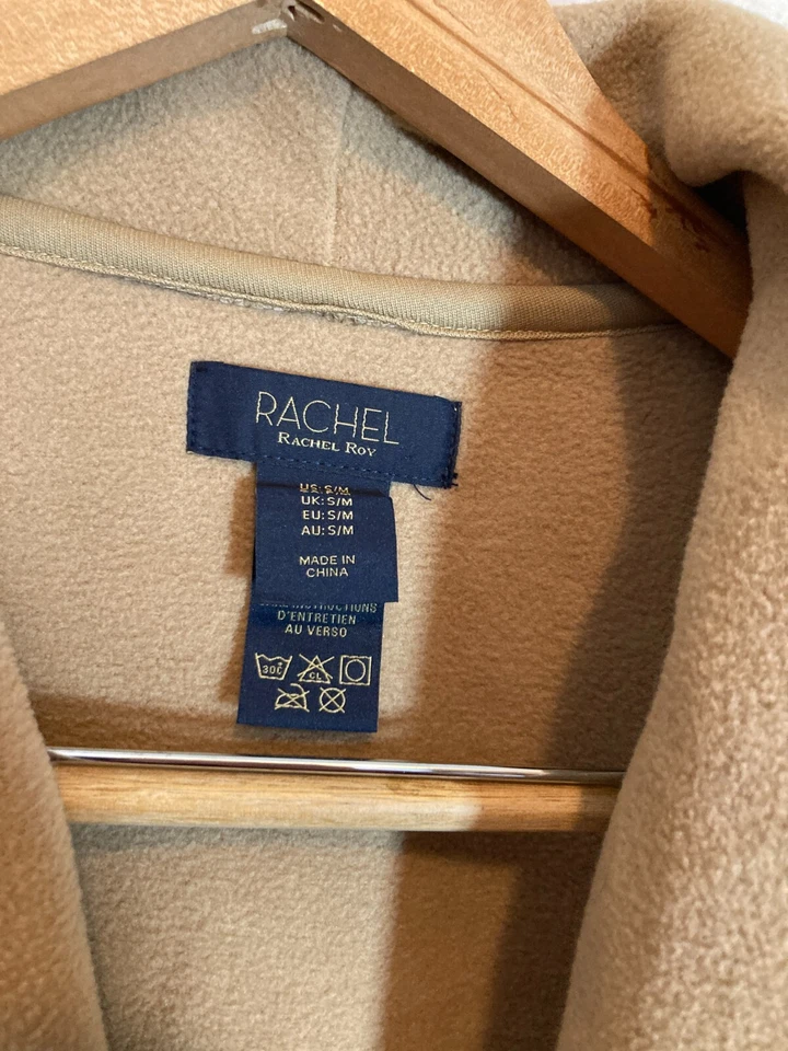 Chaqueta Rachel Roy Mujer Mediana Marrón A Cuadros Cinturón Corbata Cintura Poncho Bolsillos Foto 2 de 4