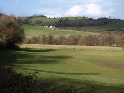 Foto 6x4 Wiesen im Teign Tal Lower Ashton vom gleichen Punkt auf c2009