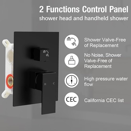 Bathroom Shower Faucet Set Luxury Rainfall Shower Head Combo System Mixer Valve - Picture 262 of 332