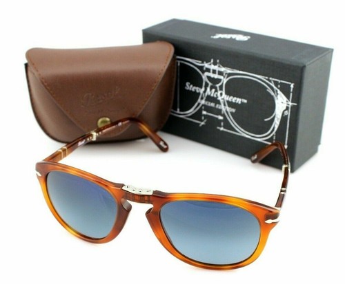 NUOVO Steve McQueen PERSOL PIEGHEVOLE HAVANA BLUE POLARIZED Occhiali da sole  PO 714SM 96/S3 | eBay