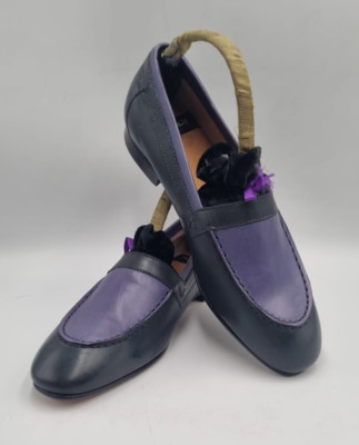 PAUL SMITH Italian Leather 2 Tone Blue Slipper Schuhe UK4 EU37 RAY Unisex Halbschuhe
