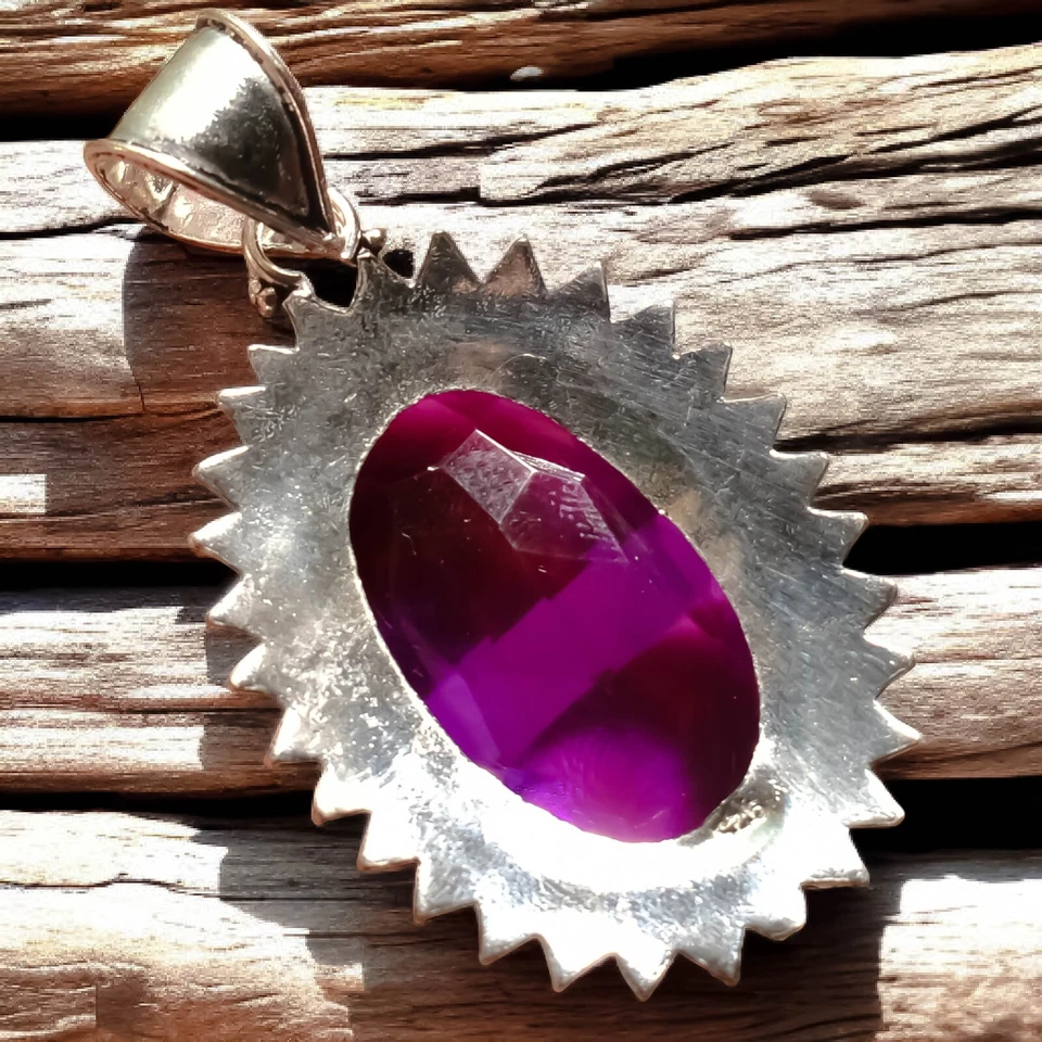 Pingente de pedra preciosa rosa kunzita vintage prata esterlina 925 feito à mão joias - Imagem 3 de 4