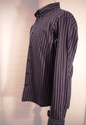 A/X Armani Exchange Mens Black Gray striped Button Front Shirt Men's Large - Picture 3 of 8