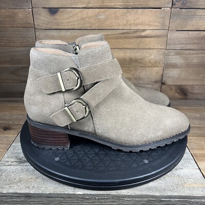 Blondo Womens Sz 8 Stacy Buckle Waterproof Suede Ankle Buckle Bootie/Side Zip
